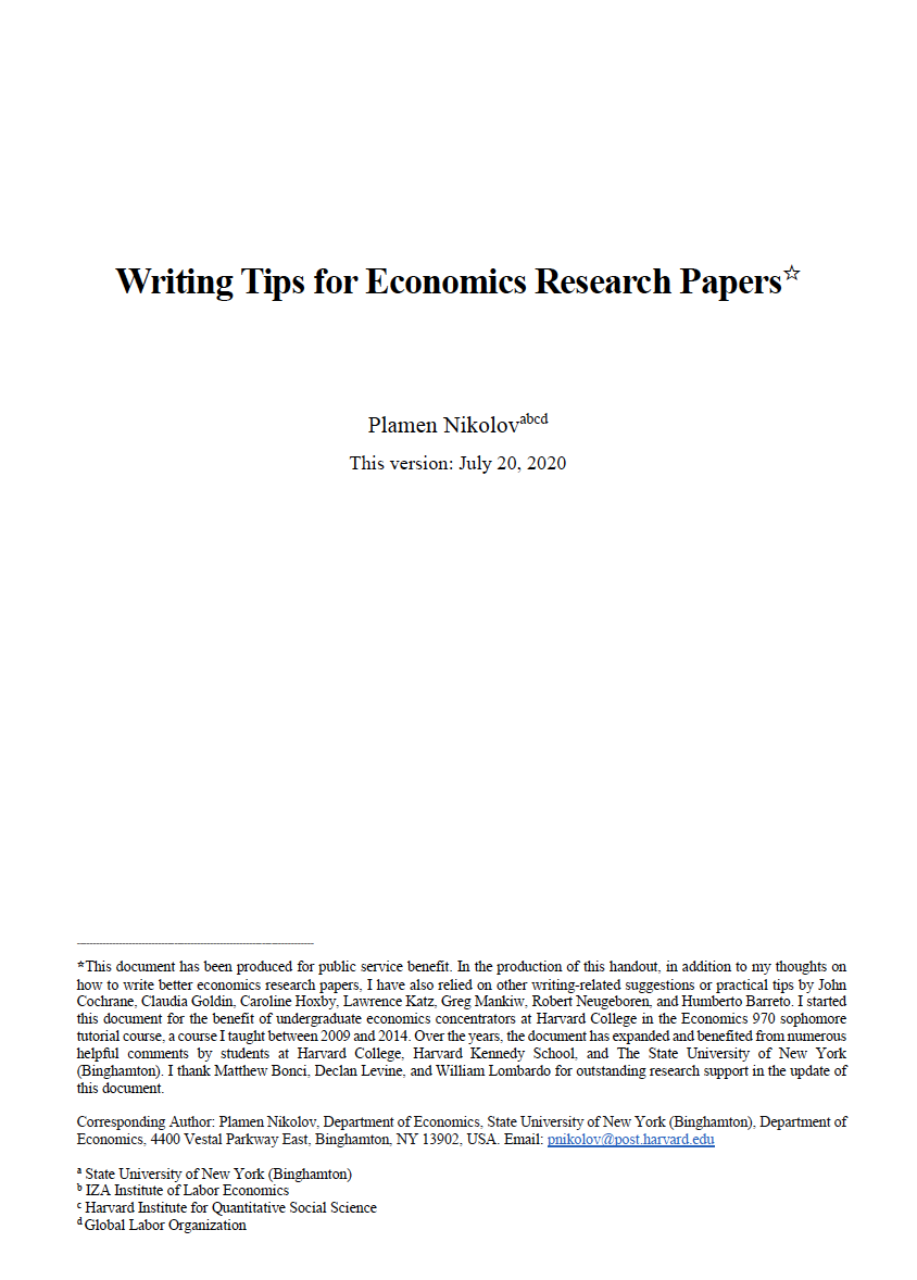 Writing Tips For Economics Research Papers